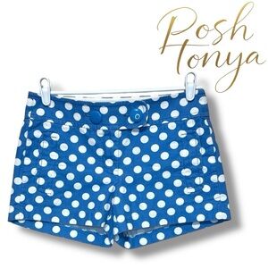 J.Crew Blue Polka Dot Shorts Size 0 Rockabilly Pinup Vintage Style Resort Chic